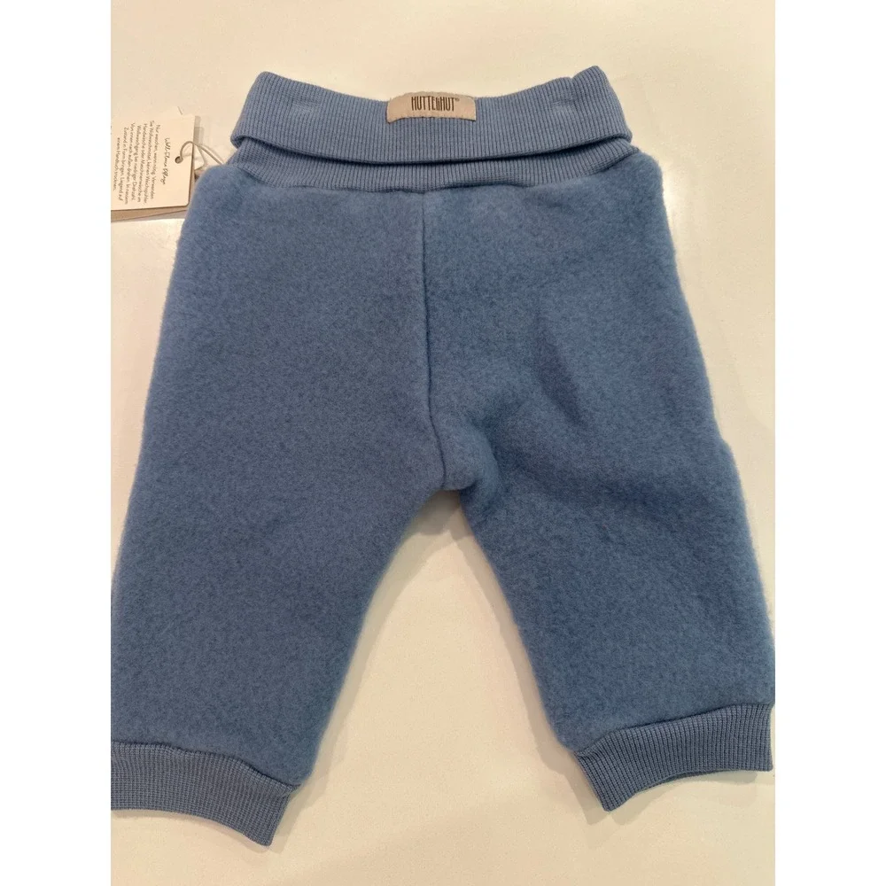 Huttelihut Kids Blue 100% Wool Fleece Hooded Jacket and Pants Set Size 0-3m NEW